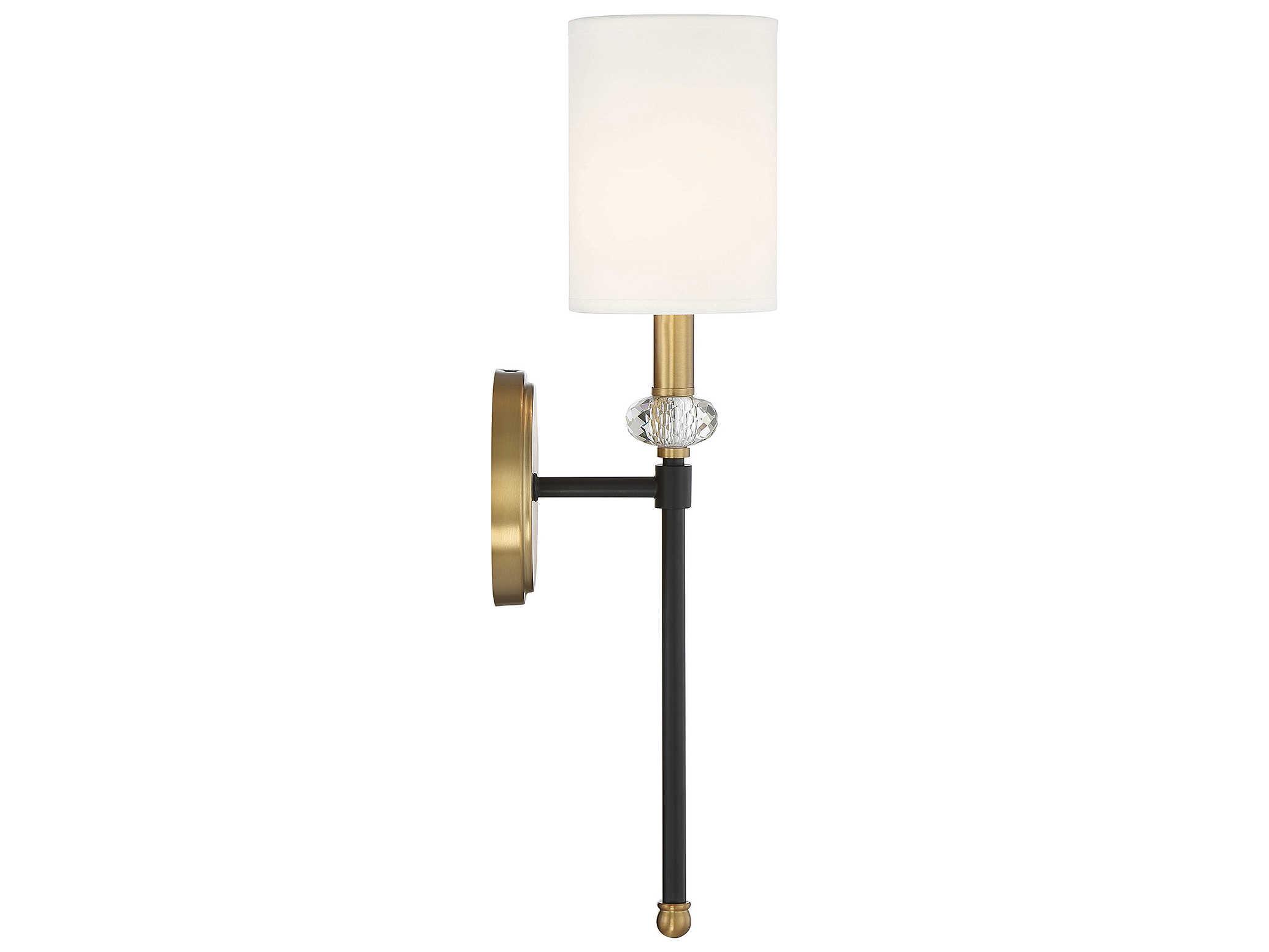 Savoy House Tivoli 1-Light Matte Black Warm Brass Crystal Wall Sconce