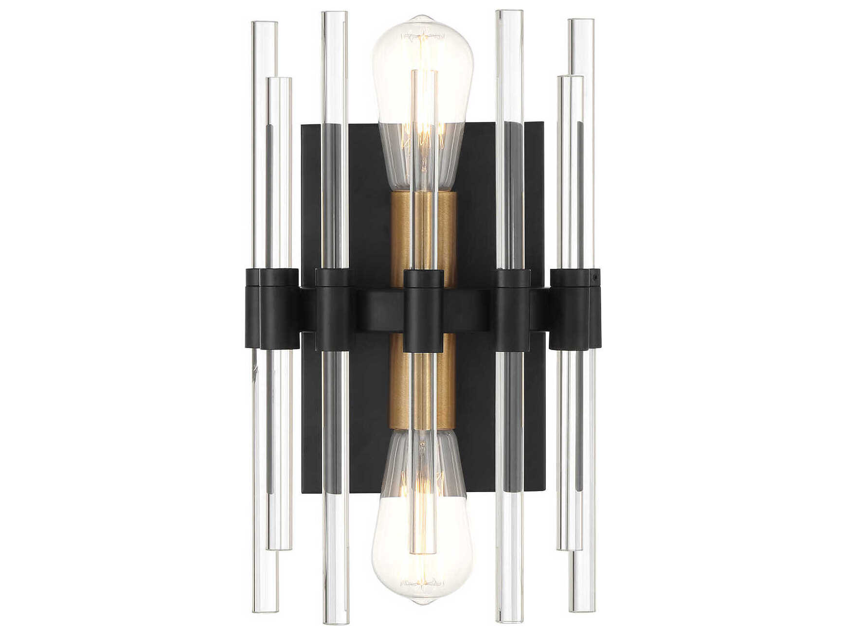 Savoy House Santiago 2-Light Matte Black Warm Brass Wall Sconce
