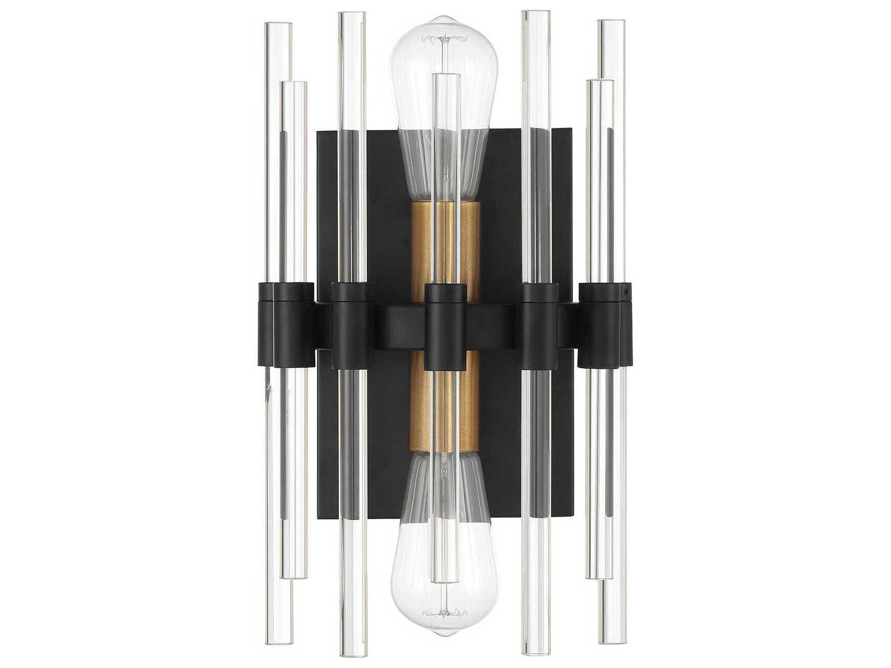 Savoy House Santiago 2-Light Matte Black Warm Brass Wall Sconce