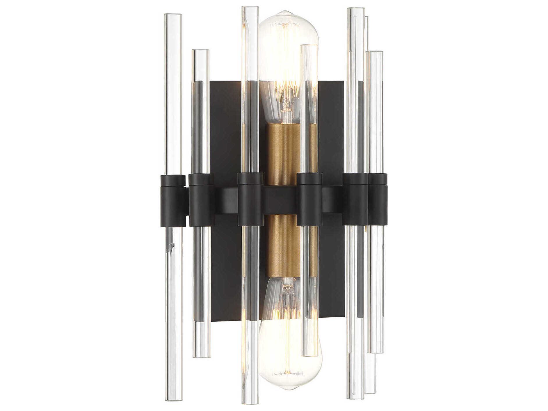 Savoy House Santiago 2-Light Matte Black Warm Brass Wall Sconce