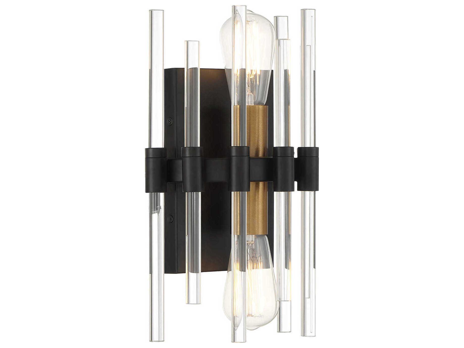 Savoy House Santiago 2-Light Matte Black Warm Brass Wall Sconce