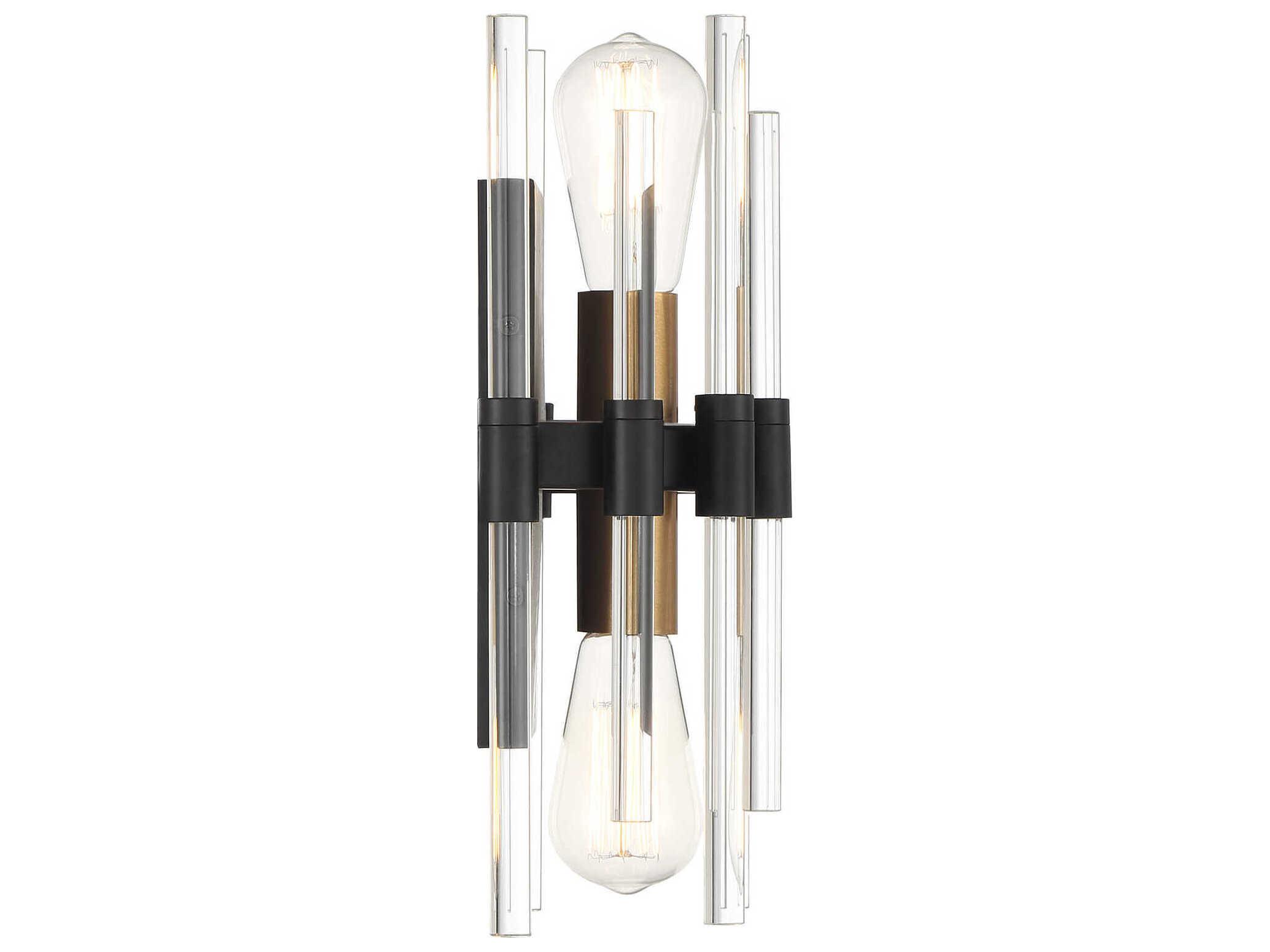 Savoy House Santiago 2-Light Matte Black Warm Brass Wall Sconce