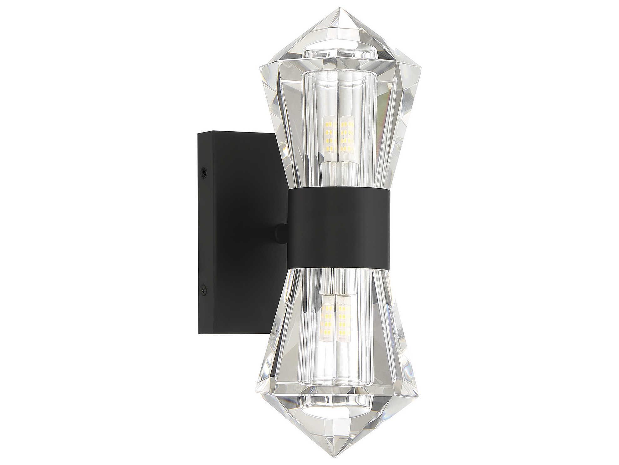 Savoy House Dryden 2-Light Matte Black Crystal LED Wall Sconce