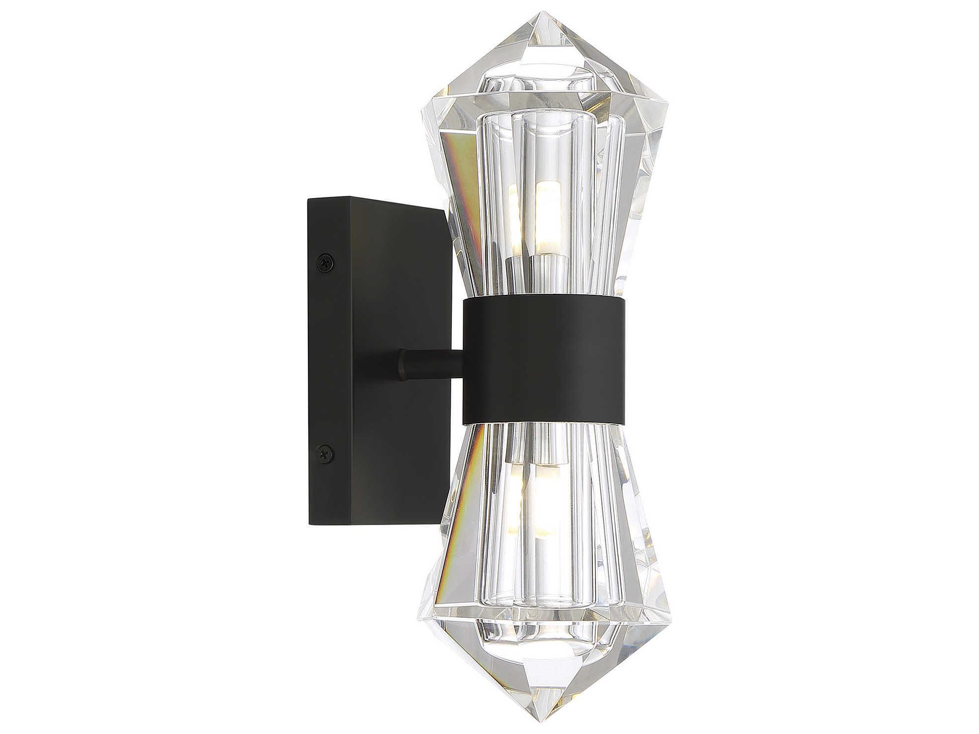 Savoy House Dryden 2-Light Matte Black Crystal LED Wall Sconce