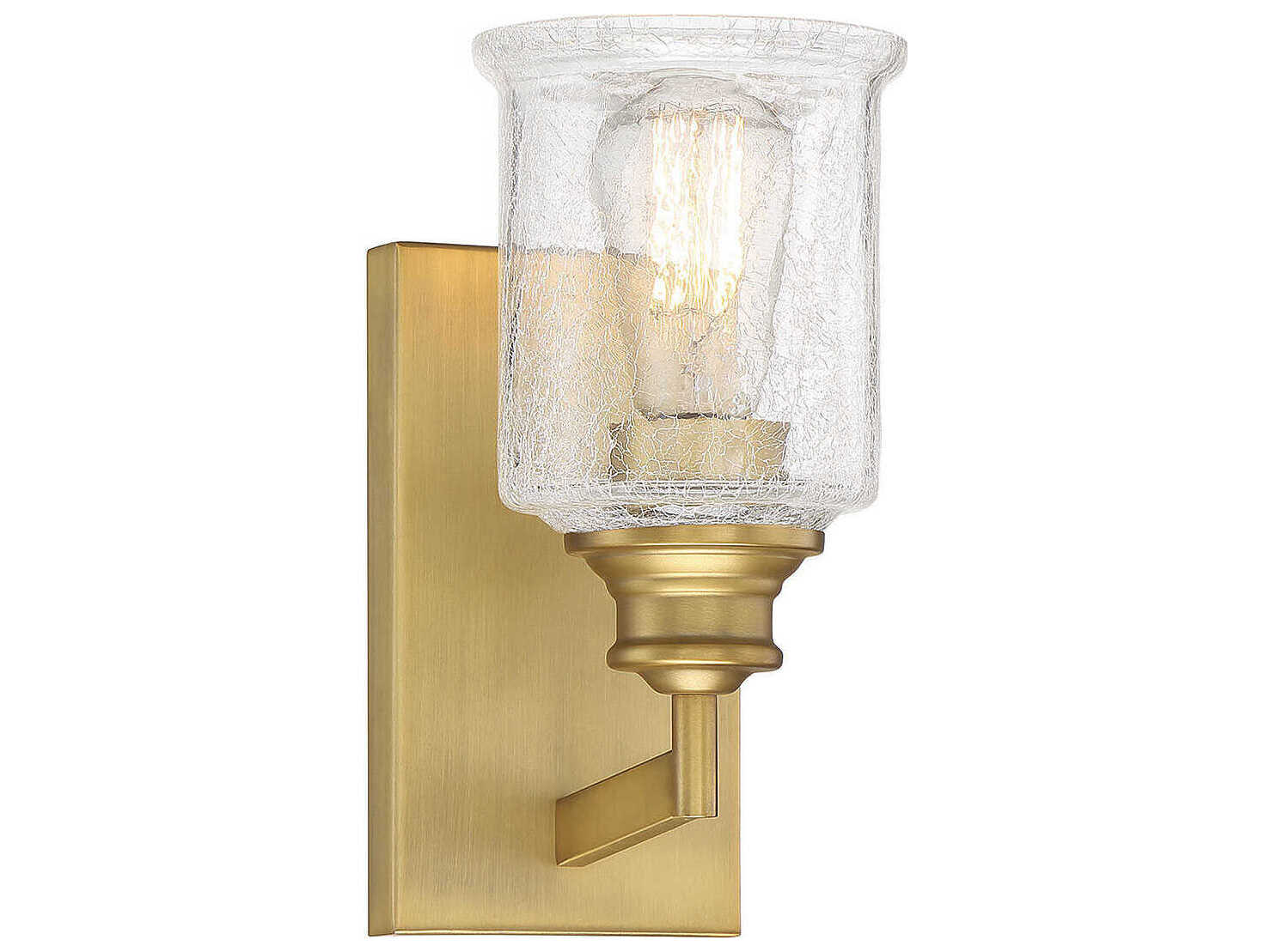 Savoy House Hampton 1-Light Warm Brass Glass Wall Sconce