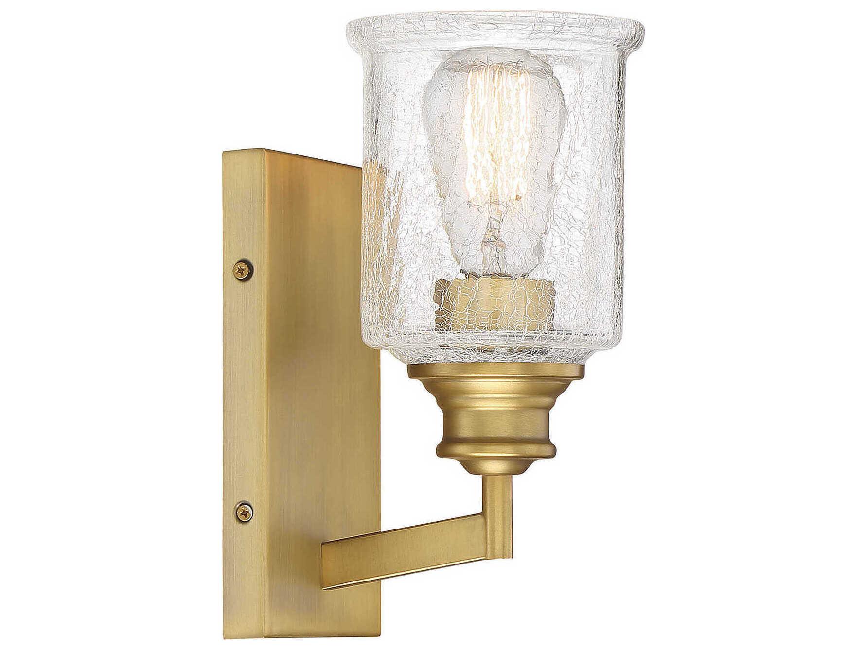 Savoy House Hampton 1-Light Warm Brass Glass Wall Sconce