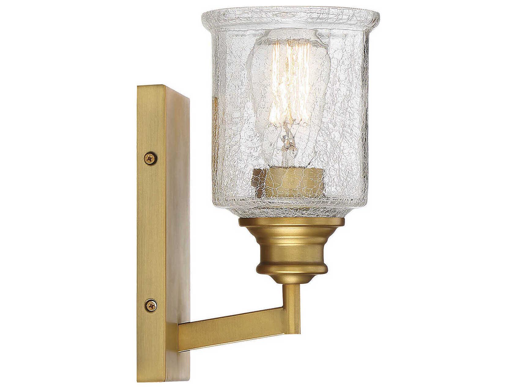 Savoy House Hampton 1-Light Warm Brass Glass Wall Sconce