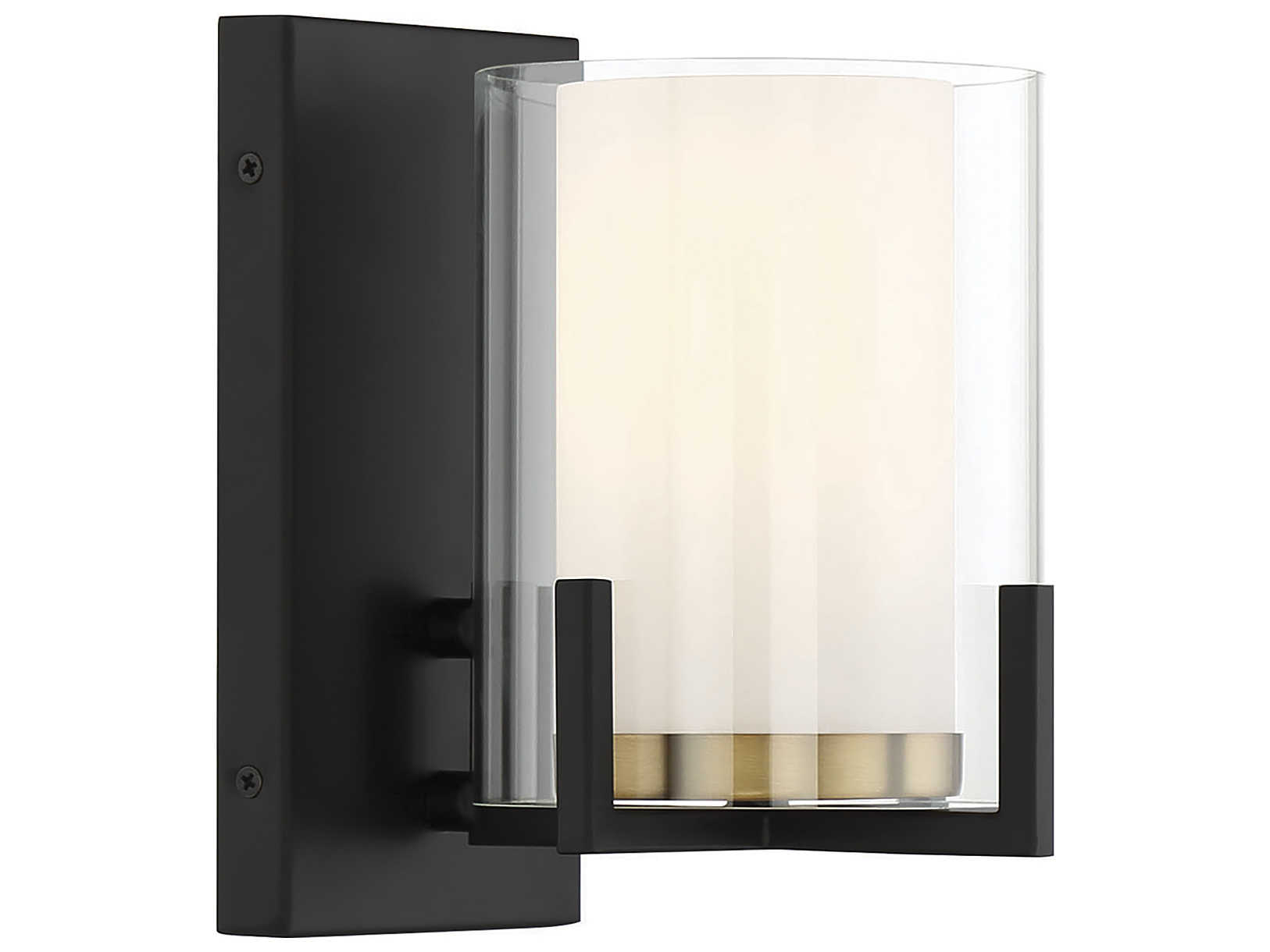 Savoy House Eaton 1-Light Matte Black Warm Brass Glass Wall Sconce