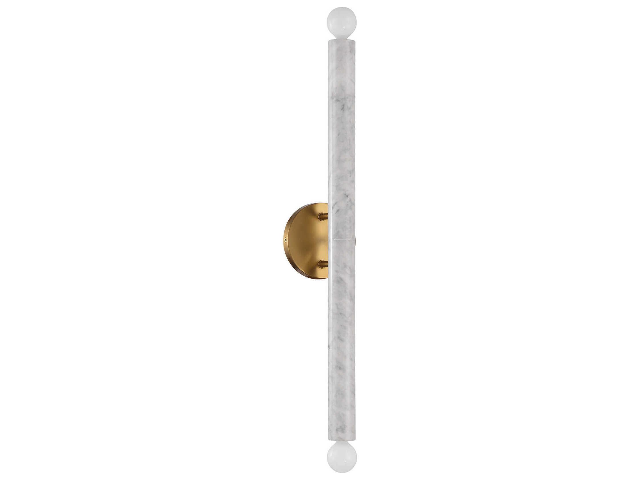 Savoy House Callaway 2-Light White Marble Warm Brass Wall Sconce