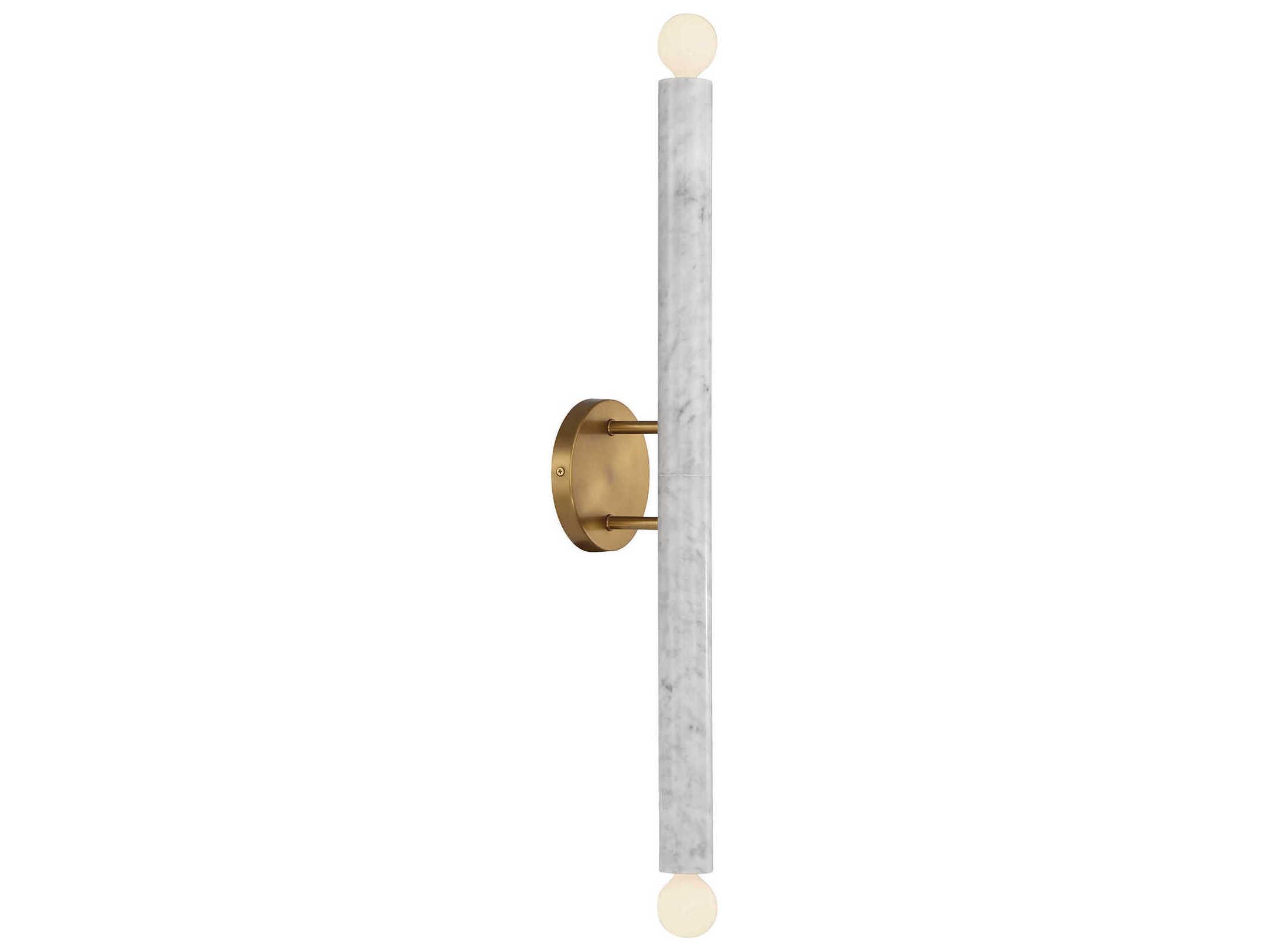 Savoy House Callaway 2-Light White Marble Warm Brass Wall Sconce