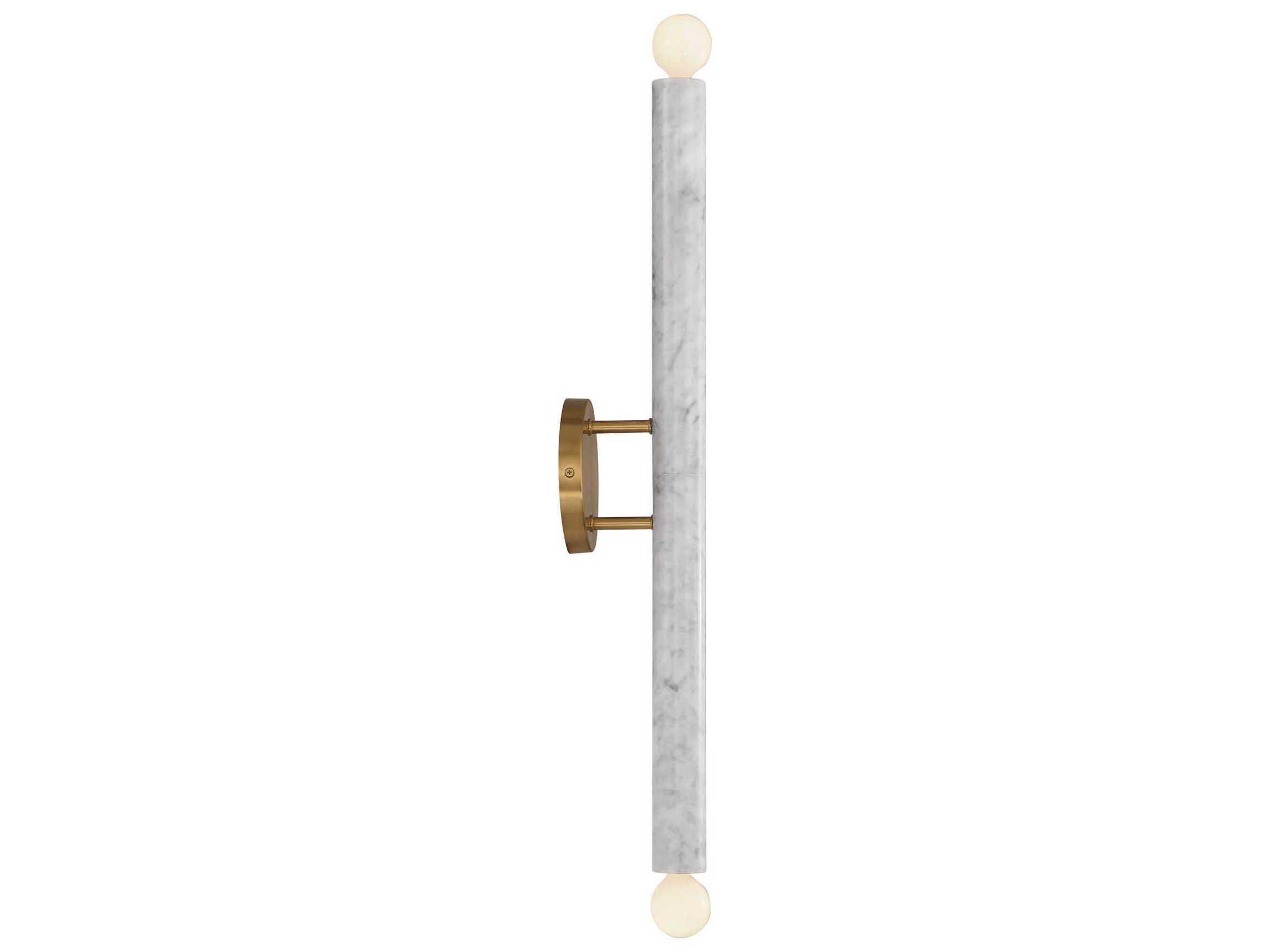 Savoy House Callaway 2-Light White Marble Warm Brass Wall Sconce