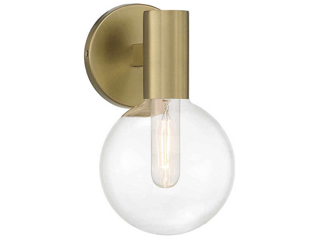 Savoy House Wright 1-Light Warm Brass Glass Wall Sconce