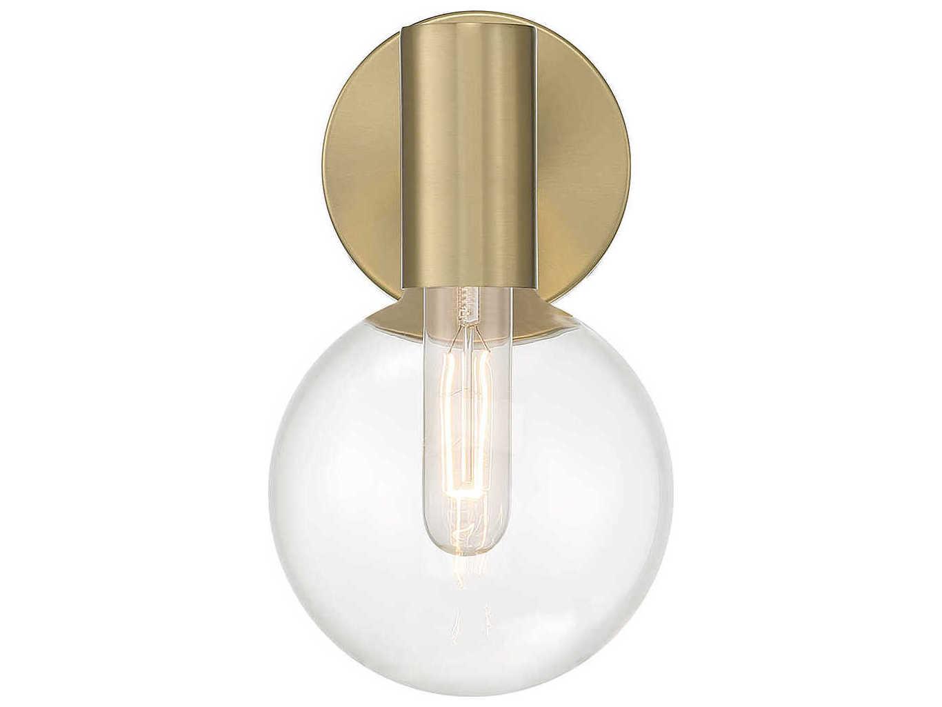 Savoy House Wright 1-Light Warm Brass Glass Wall Sconce