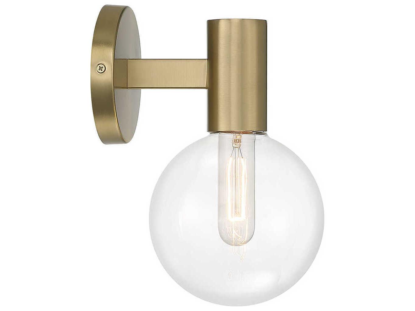 Savoy House Wright 1-Light Warm Brass Glass Wall Sconce