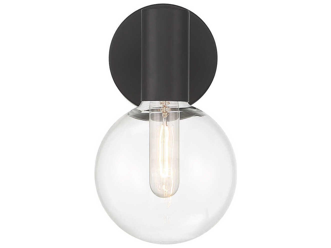 Savoy House Wright 1-Light Matte Black Glass Wall Sconce