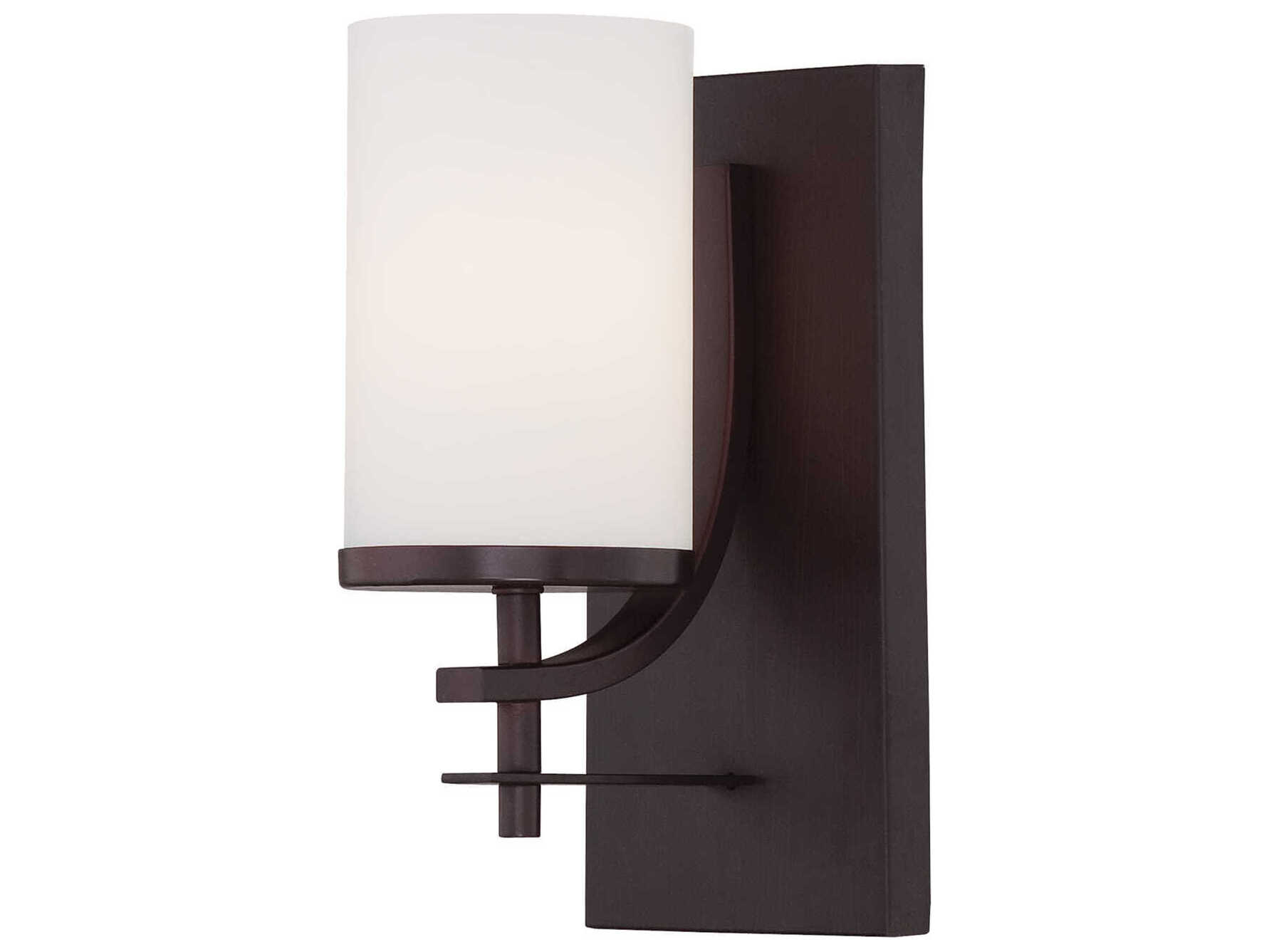 Savoy House Colton 1-Light English Bronze White Glass Wall Sconce