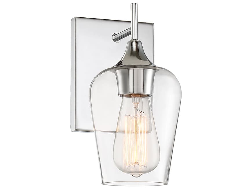 Savoy House Octave 1-Light Polished Chrome Glass Wall Sconce