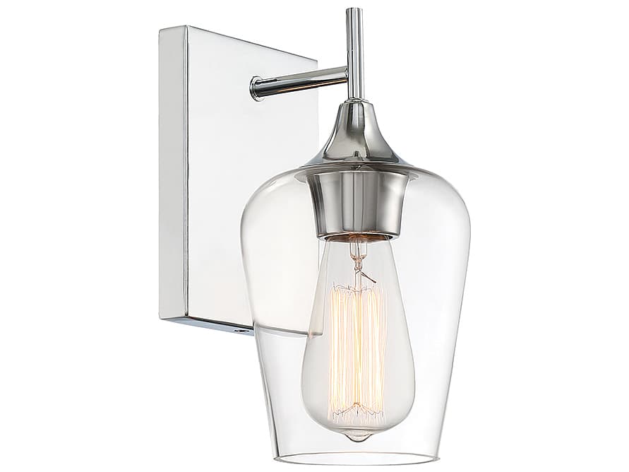 Savoy House Octave 1-Light Polished Chrome Glass Wall Sconce