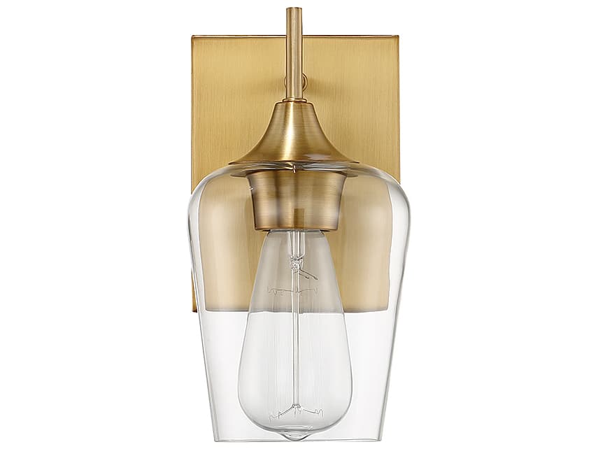 Savoy House Octave 1-Light Warm Brass Glass Wall Sconce