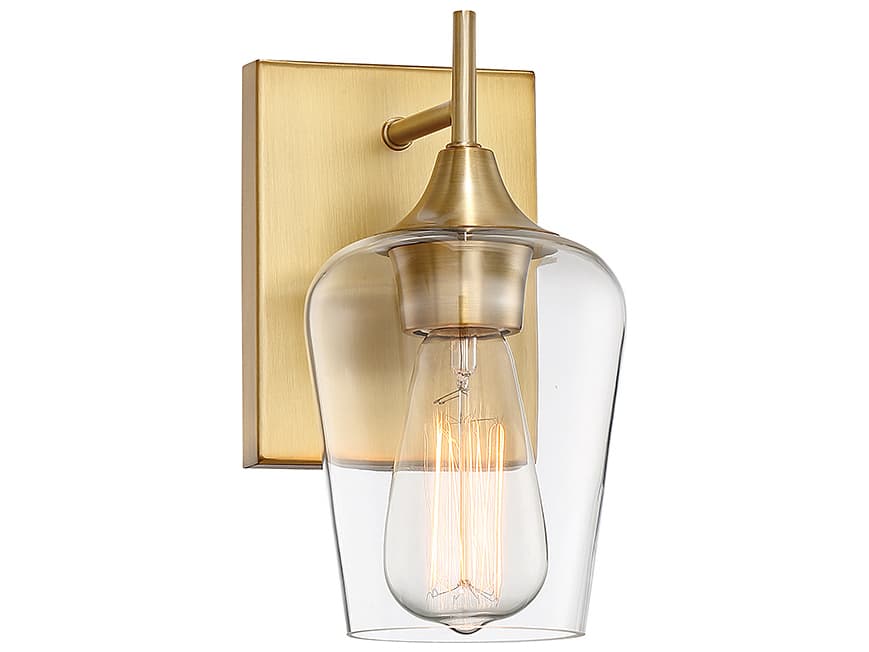 Savoy House Octave 1-Light Warm Brass Glass Wall Sconce