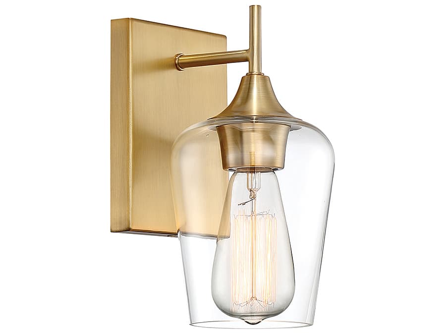 Savoy House Octave 1-Light Warm Brass Glass Wall Sconce