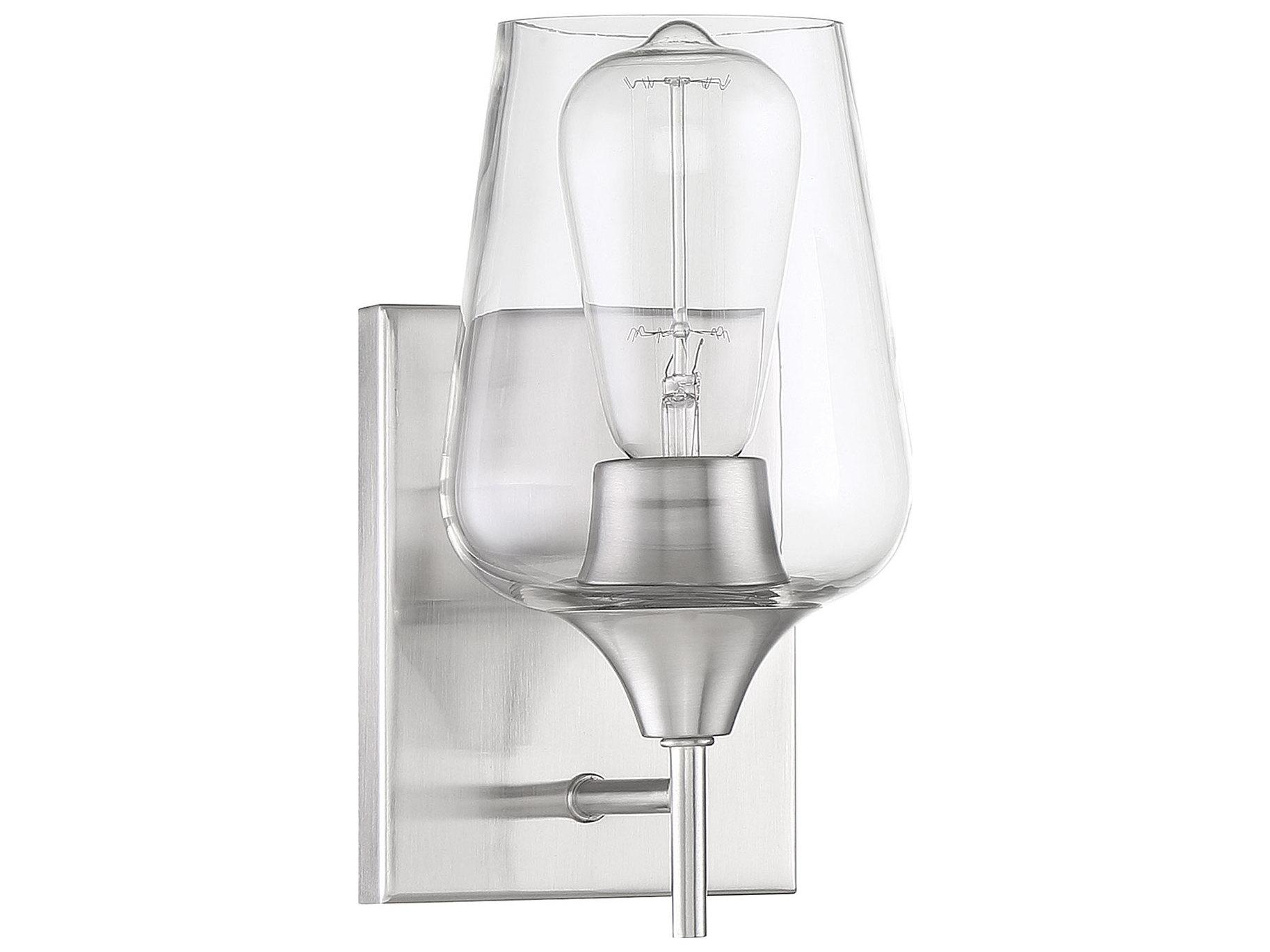 Savoy House Octave 1-Light Satin Nickel Glass Wall Sconce