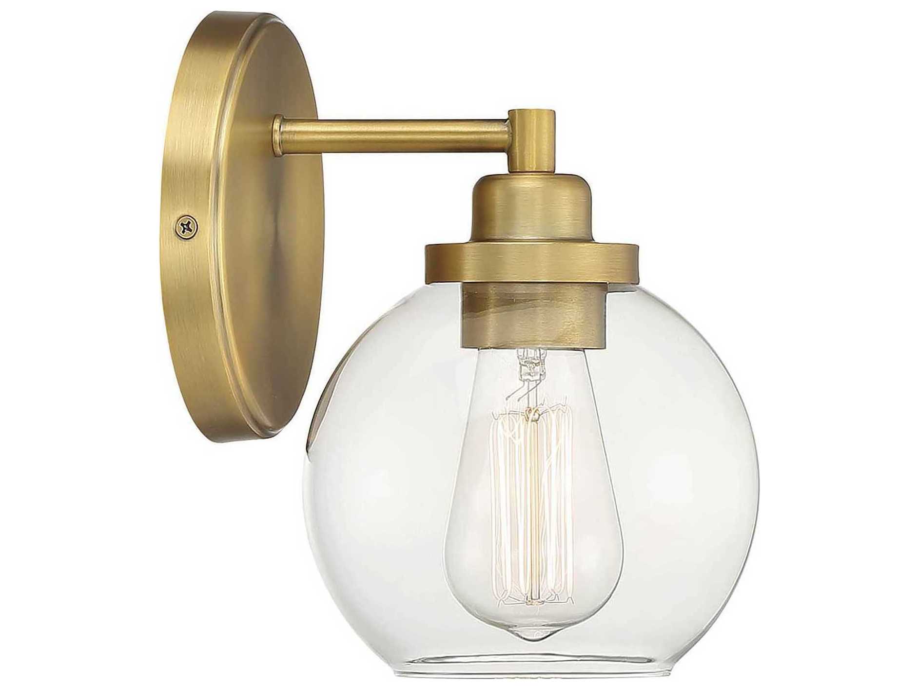 Savoy House Carson 1-Light Warm Brass Glass Wall Sconce