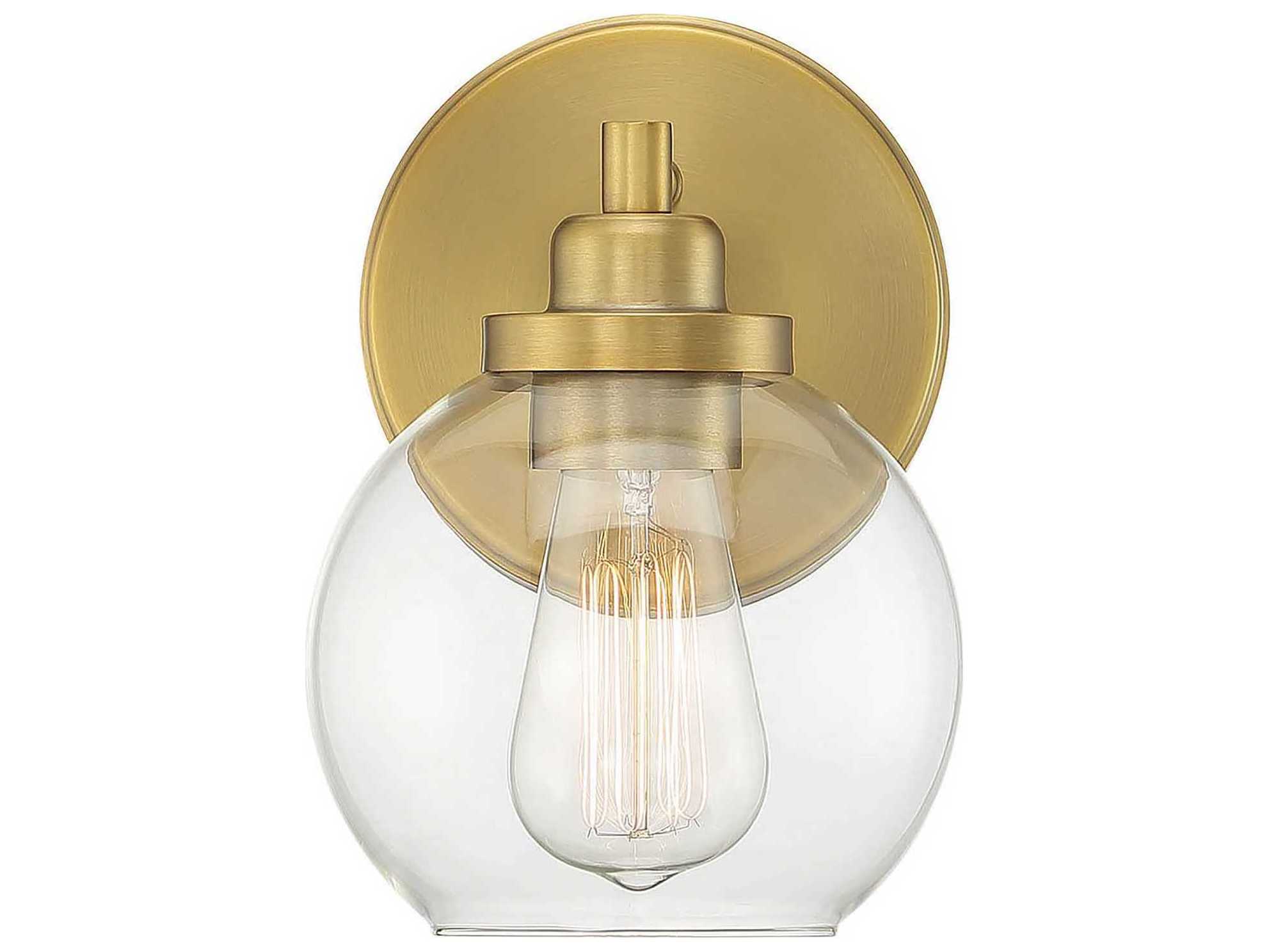 Savoy House Carson 1-Light Warm Brass Glass Wall Sconce