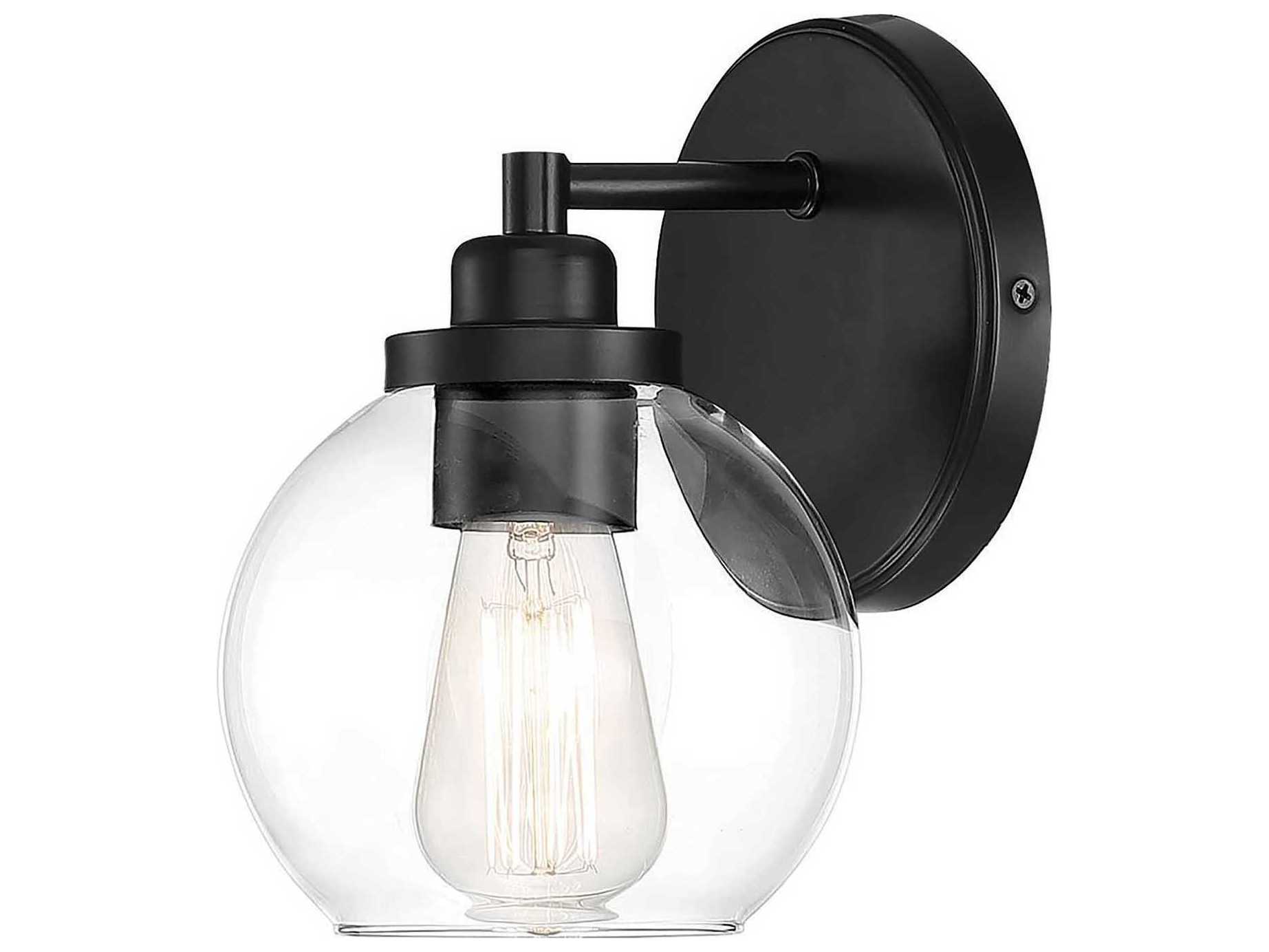 Savoy House Carson 1-Light Matte Black Glass Wall Sconce