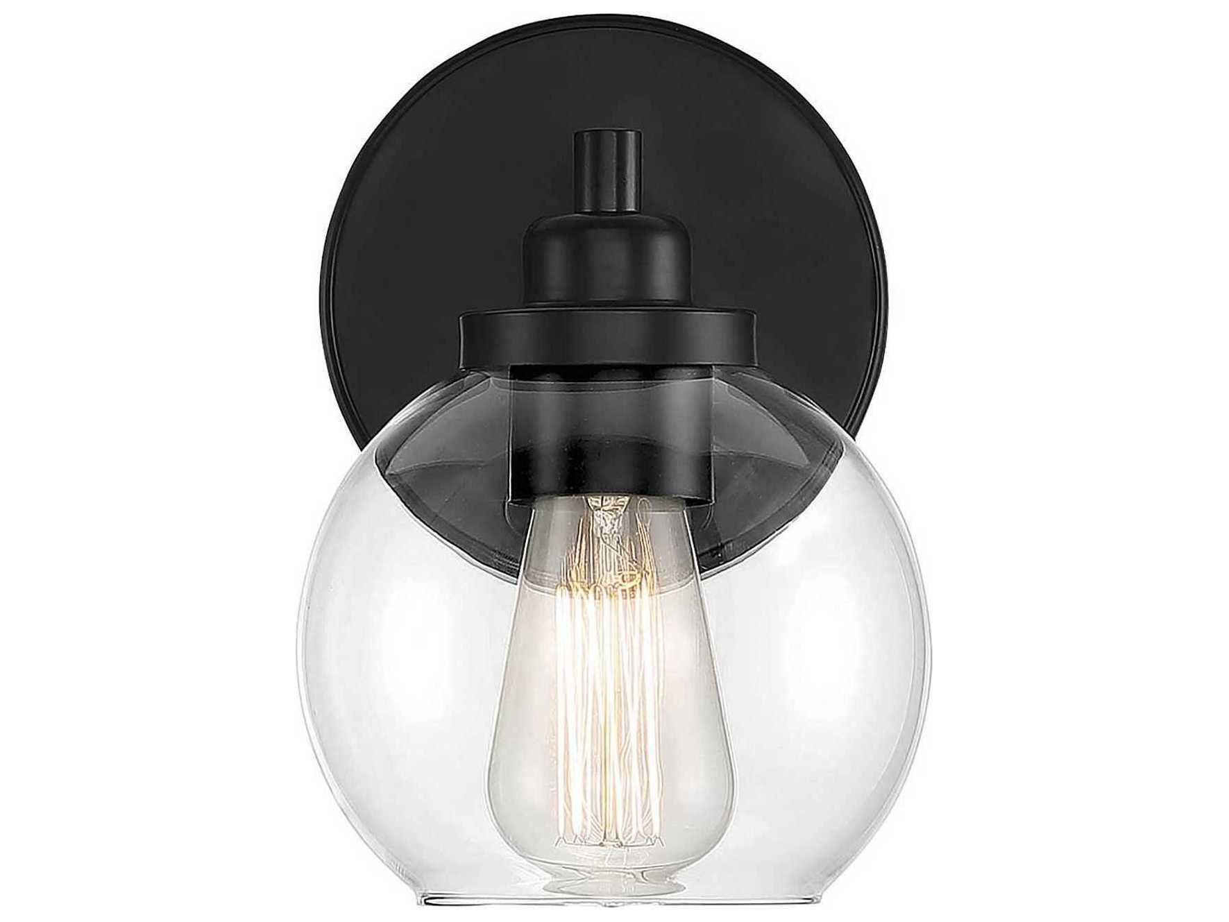 Savoy House Carson 1-Light Matte Black Glass Wall Sconce