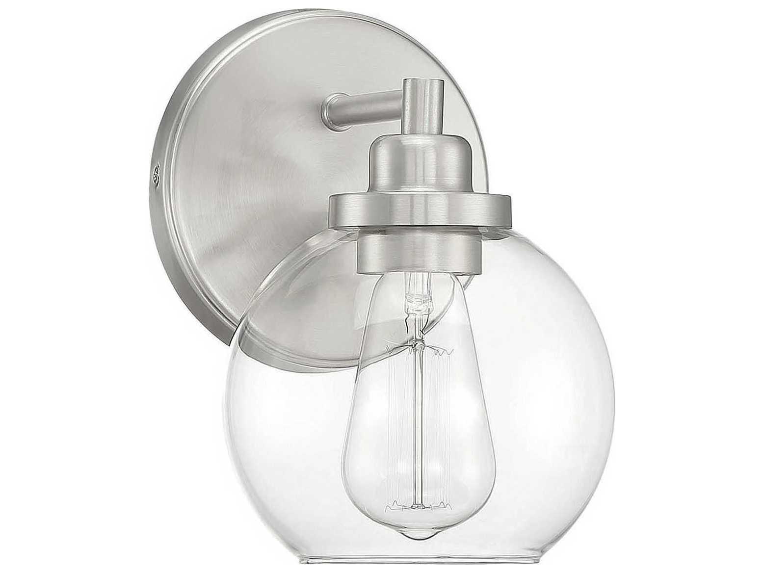 Savoy House Carson 1-Light Satin Nickel Glass Wall Sconce
