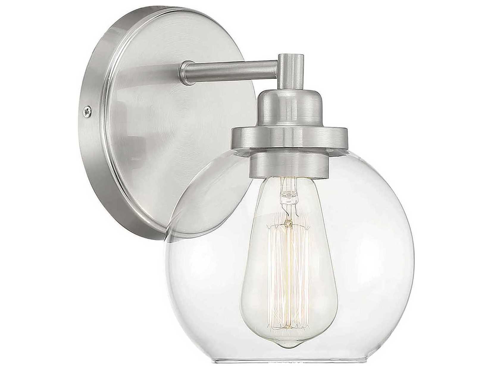 Savoy House Carson 1-Light Satin Nickel Glass Wall Sconce