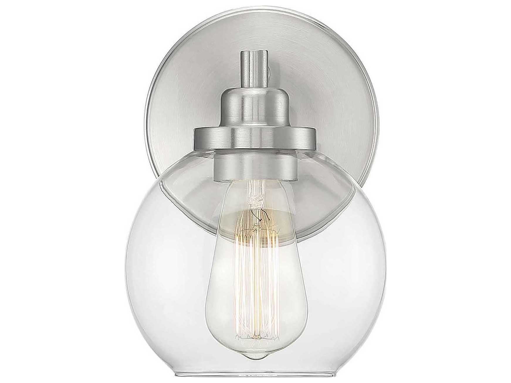 Savoy House Carson 1-Light Satin Nickel Glass Wall Sconce