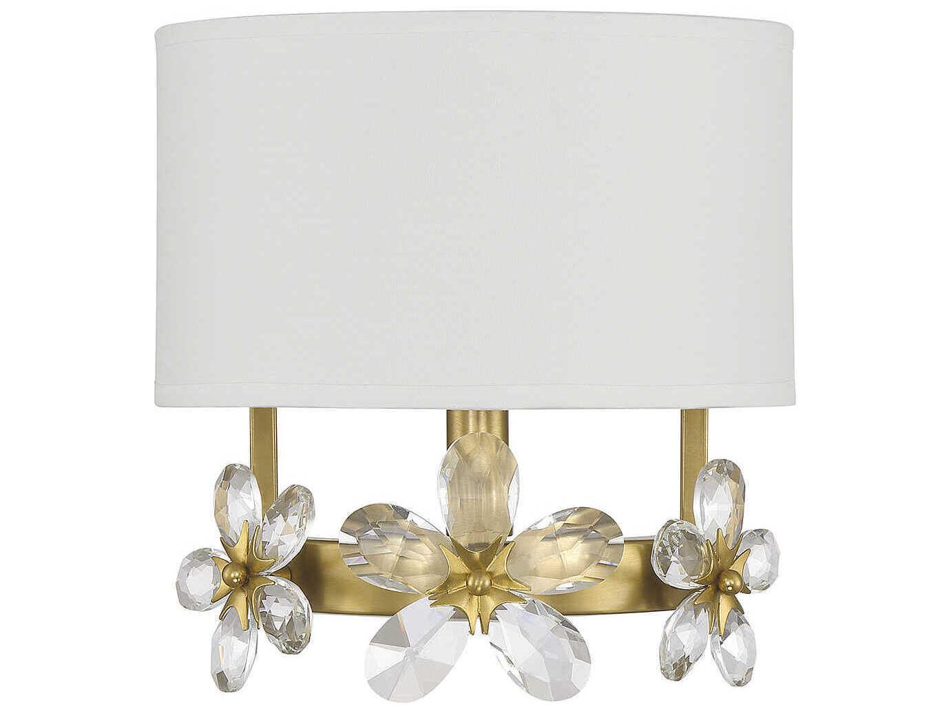 Savoy House Dahlia 1-Light Warm Brass Crystal Wall Sconce