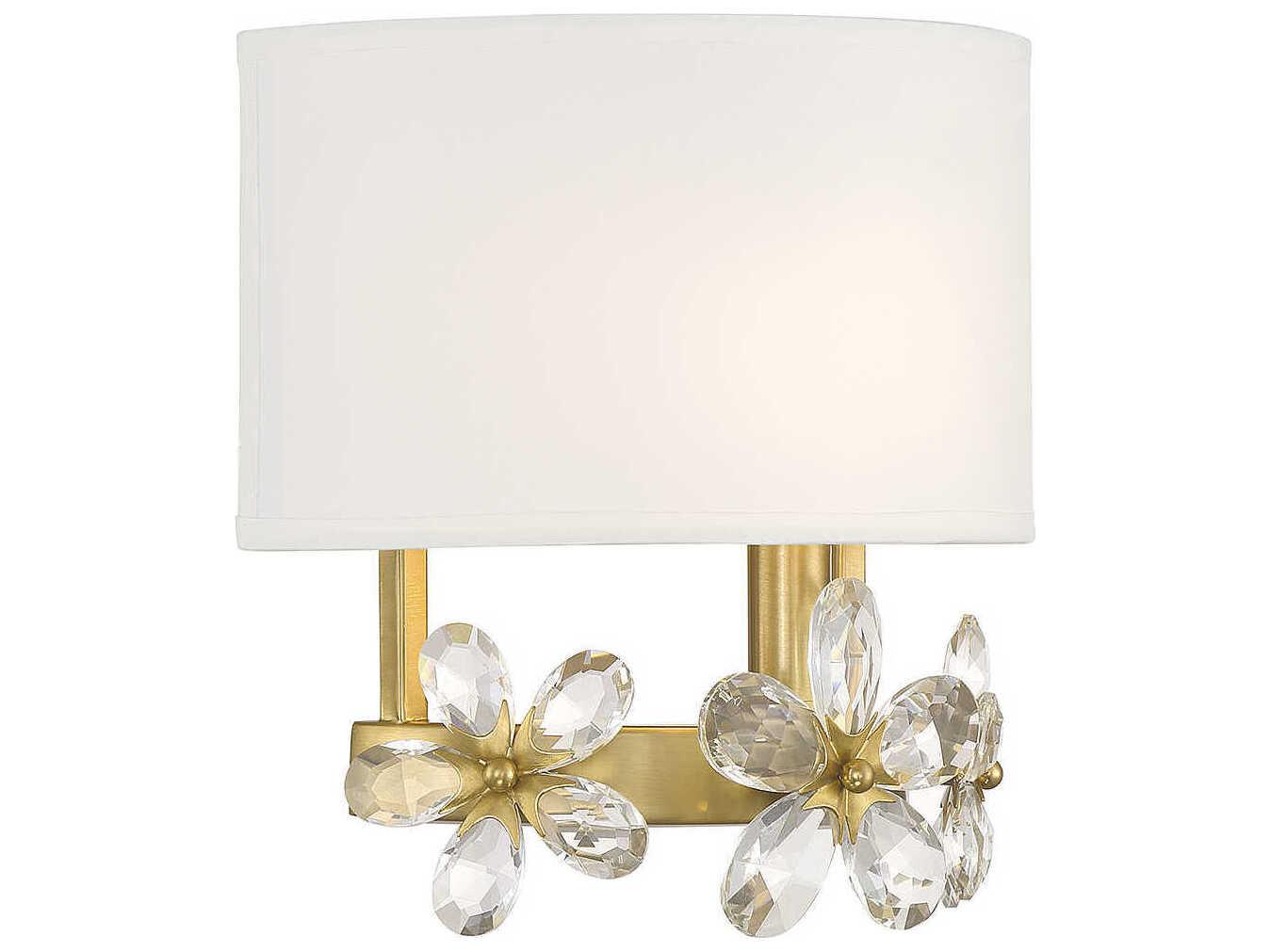 Savoy House Dahlia 1-Light Warm Brass Crystal Wall Sconce