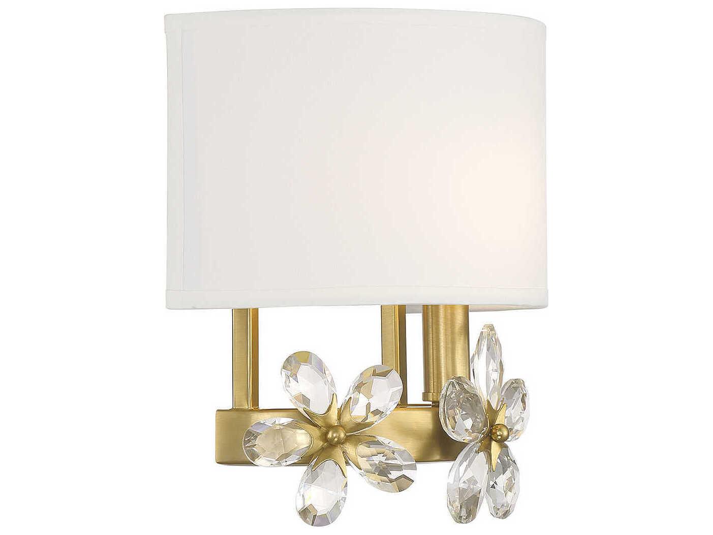 Savoy House Dahlia 1-Light Warm Brass Crystal Wall Sconce