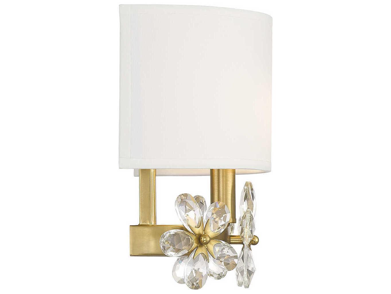 Savoy House Dahlia 1-Light Warm Brass Crystal Wall Sconce
