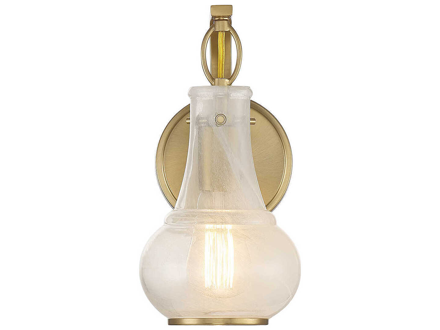 Savoy House Adams 1-Light Warm Brass Glass Wall Sconce