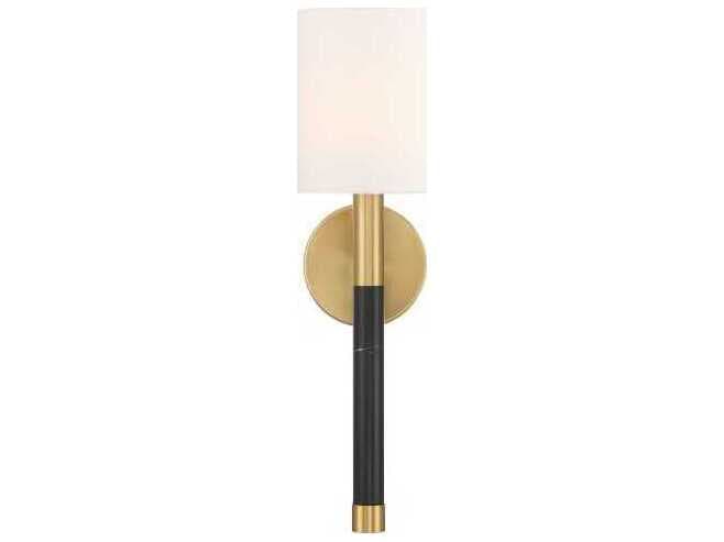 Savoy House Conrad 1-Light Warm Brass Black Marble Wall Sconce