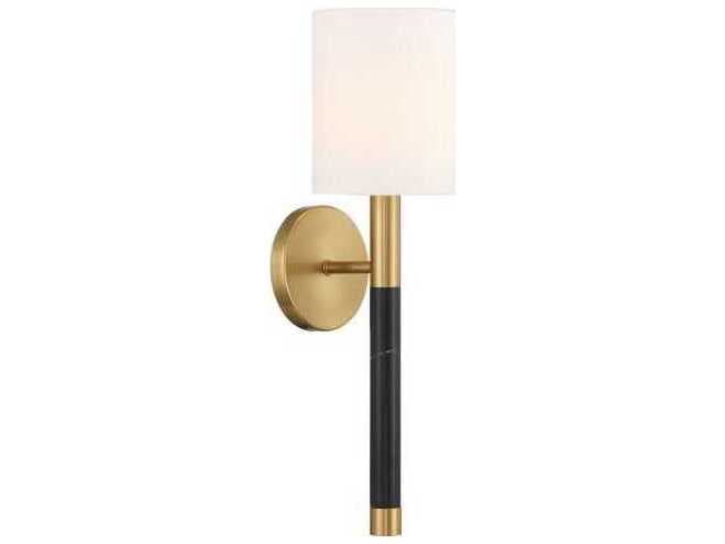Savoy House Conrad 1-Light Warm Brass Black Marble Wall Sconce