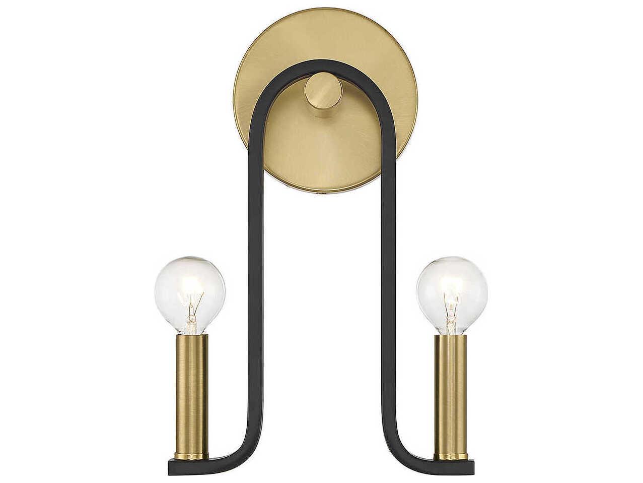 Savoy House Archway 2-Light Matte Black Warm Brass Wall Sconce