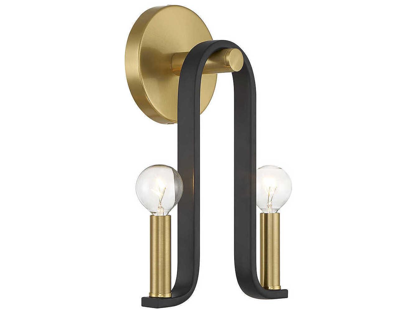 Savoy House Archway 2-Light Matte Black Warm Brass Wall Sconce