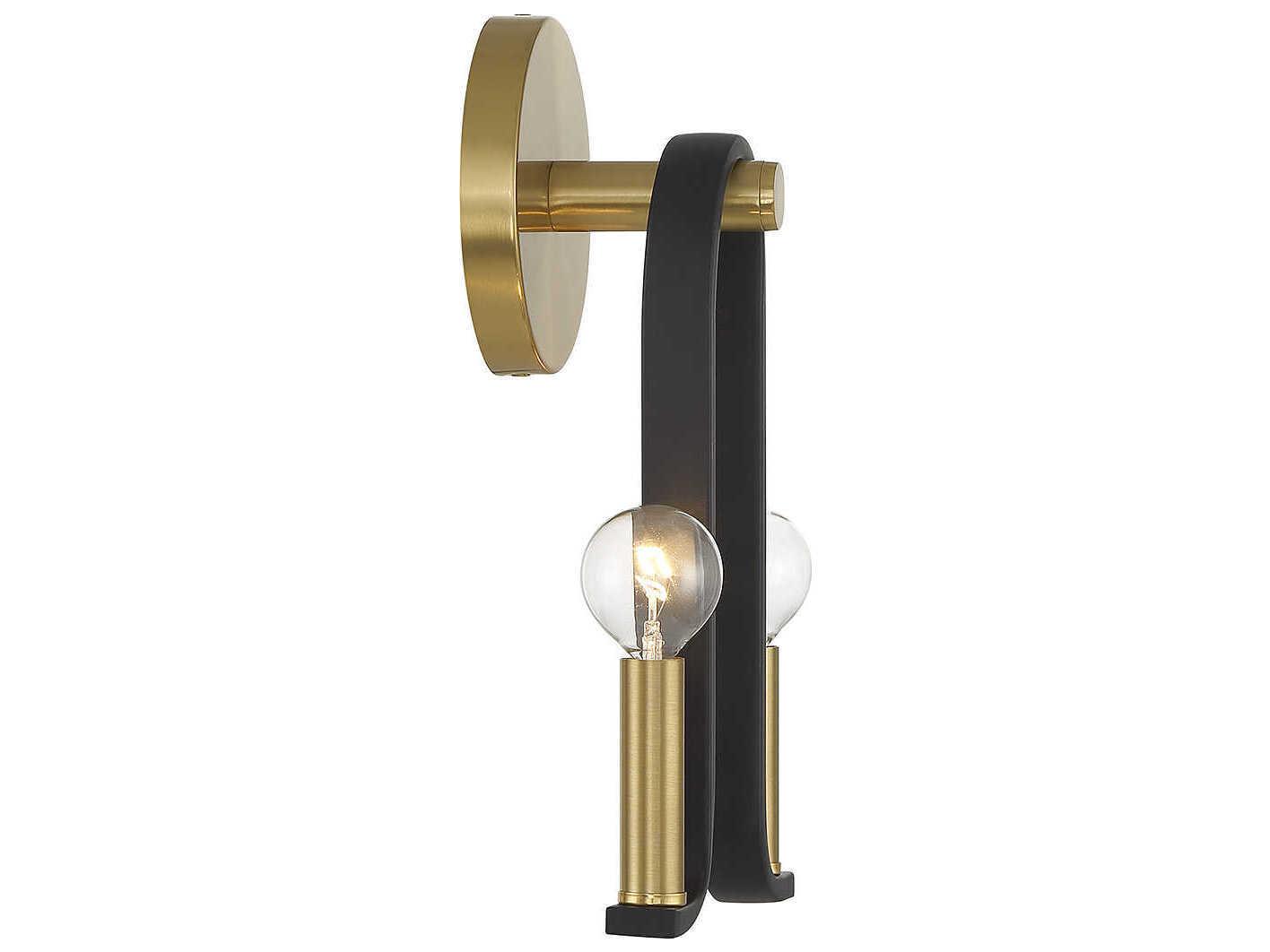 Savoy House Archway 2-Light Matte Black Warm Brass Wall Sconce