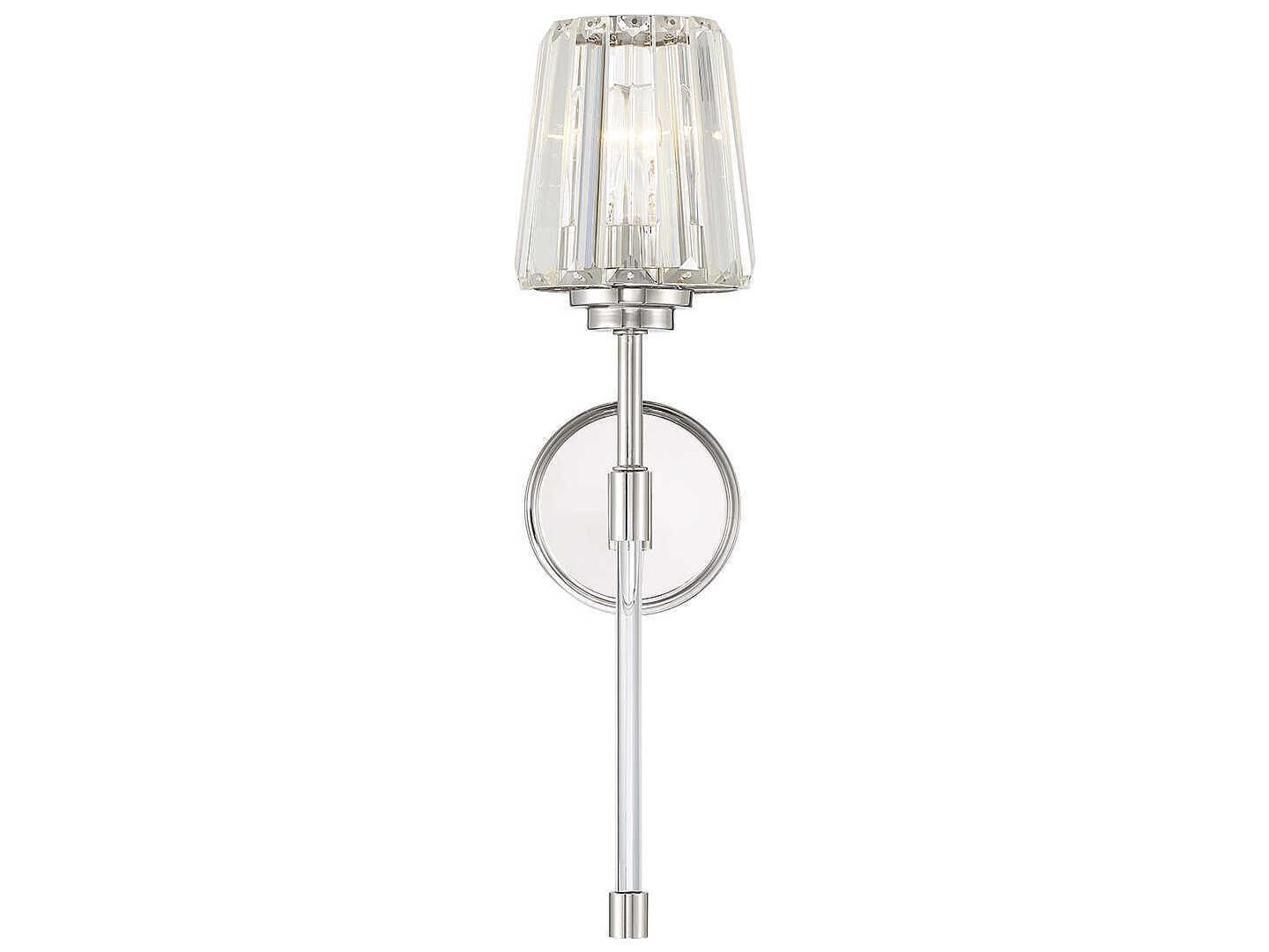 Savoy House Garnet 1-Light Polished Nickel Chrome Crystal Wall Sconce