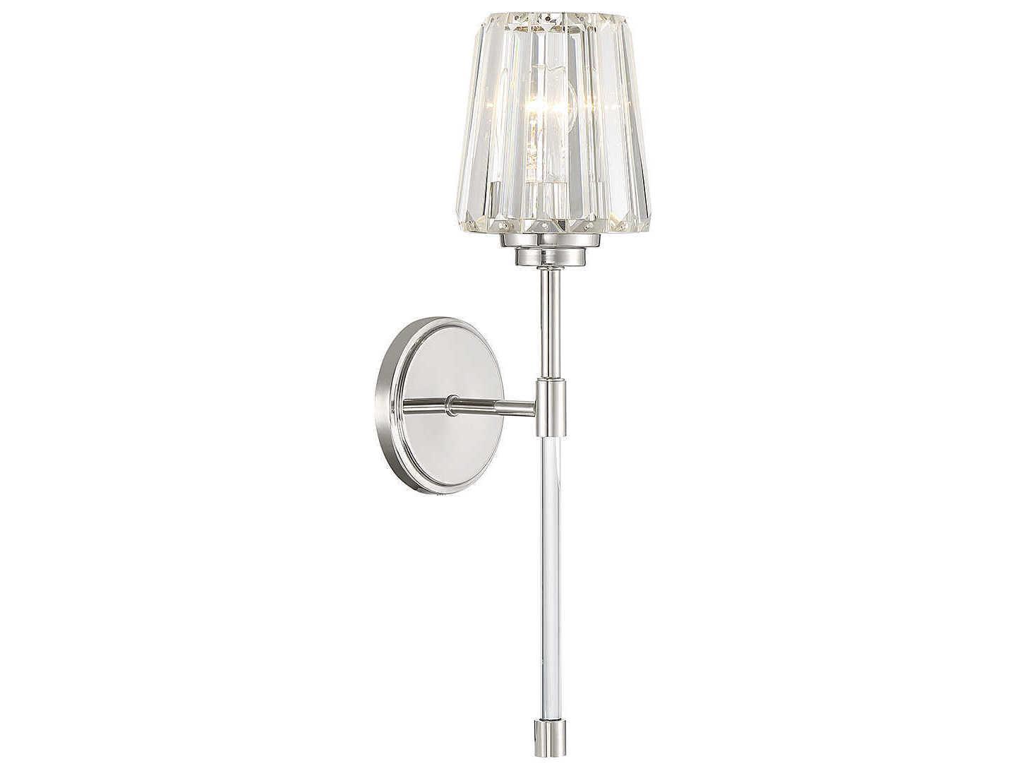 Savoy House Garnet 1-Light Polished Nickel Chrome Crystal Wall Sconce