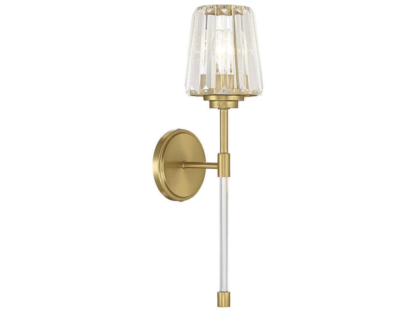 Savoy House Garnet 1-Light Warm Brass Crystal Wall Sconce