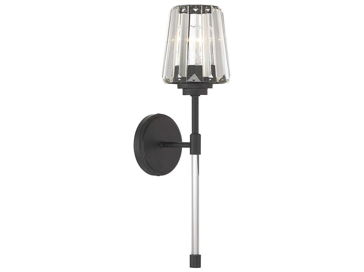 Savoy House Garnet 1-Light Matte Black Crystal Wall Sconce