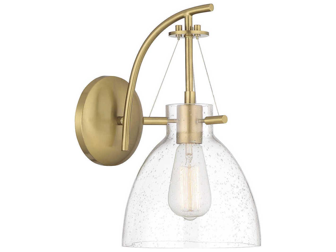 Savoy House Foster 1-Light Warm Brass Glass Wall Sconce