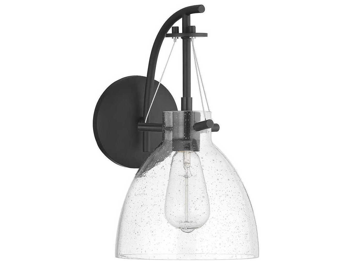 Savoy House Foster 1-Light Matte Black Glass Wall Sconce