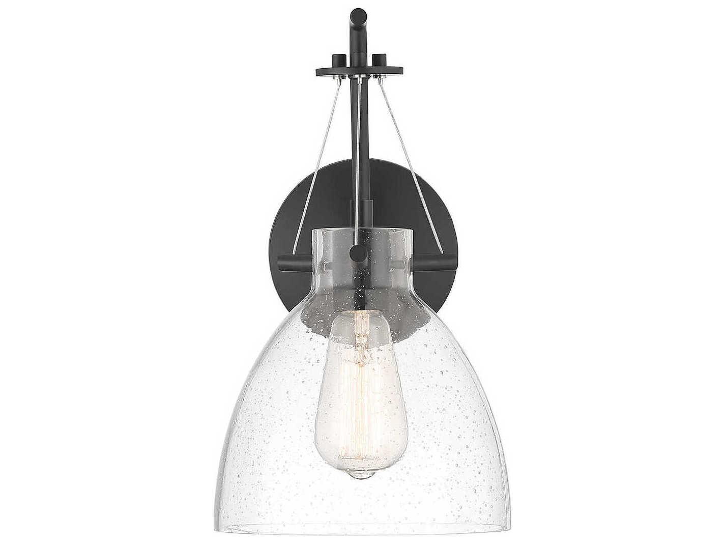 Savoy House Foster 1-Light Matte Black Glass Wall Sconce